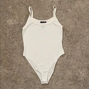 Brand New Ribbed Cami Bodysuit (White)